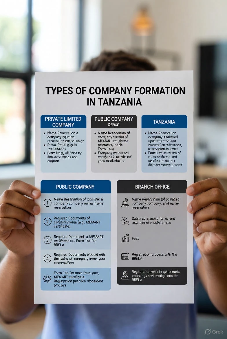 types of company formation in tanzania
